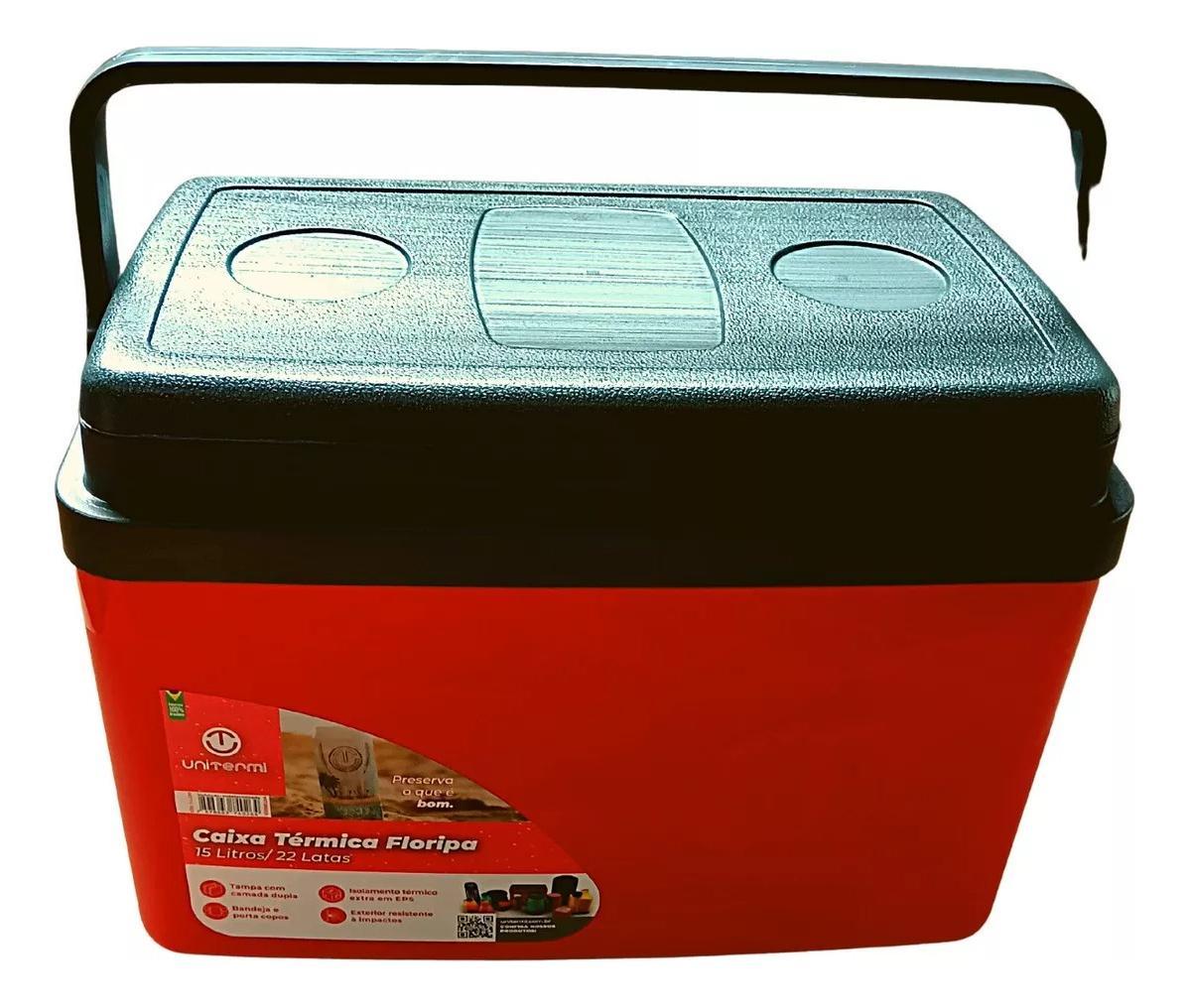Caixa Térmica Cooler Com Alça 30 Litros 45 Latas Vermelha