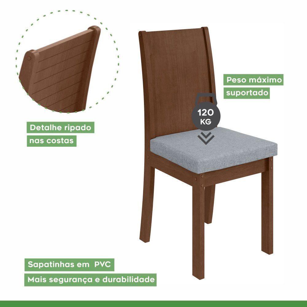 Miniatura Conjunto 2 Cadeiras Estrutura Mdf/mdp Athenas Móveis Lopas Imbuia/linho Cinza Claro