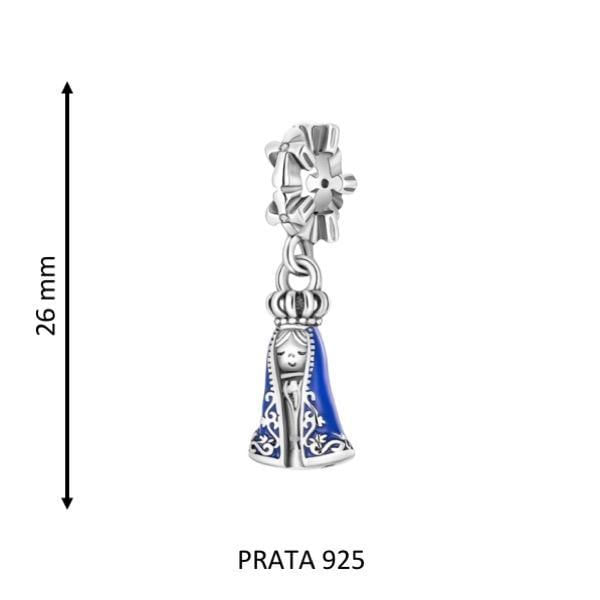 Miniatura Berloque Nossa Senhora Aparecida Bonita Prata 925 Santa