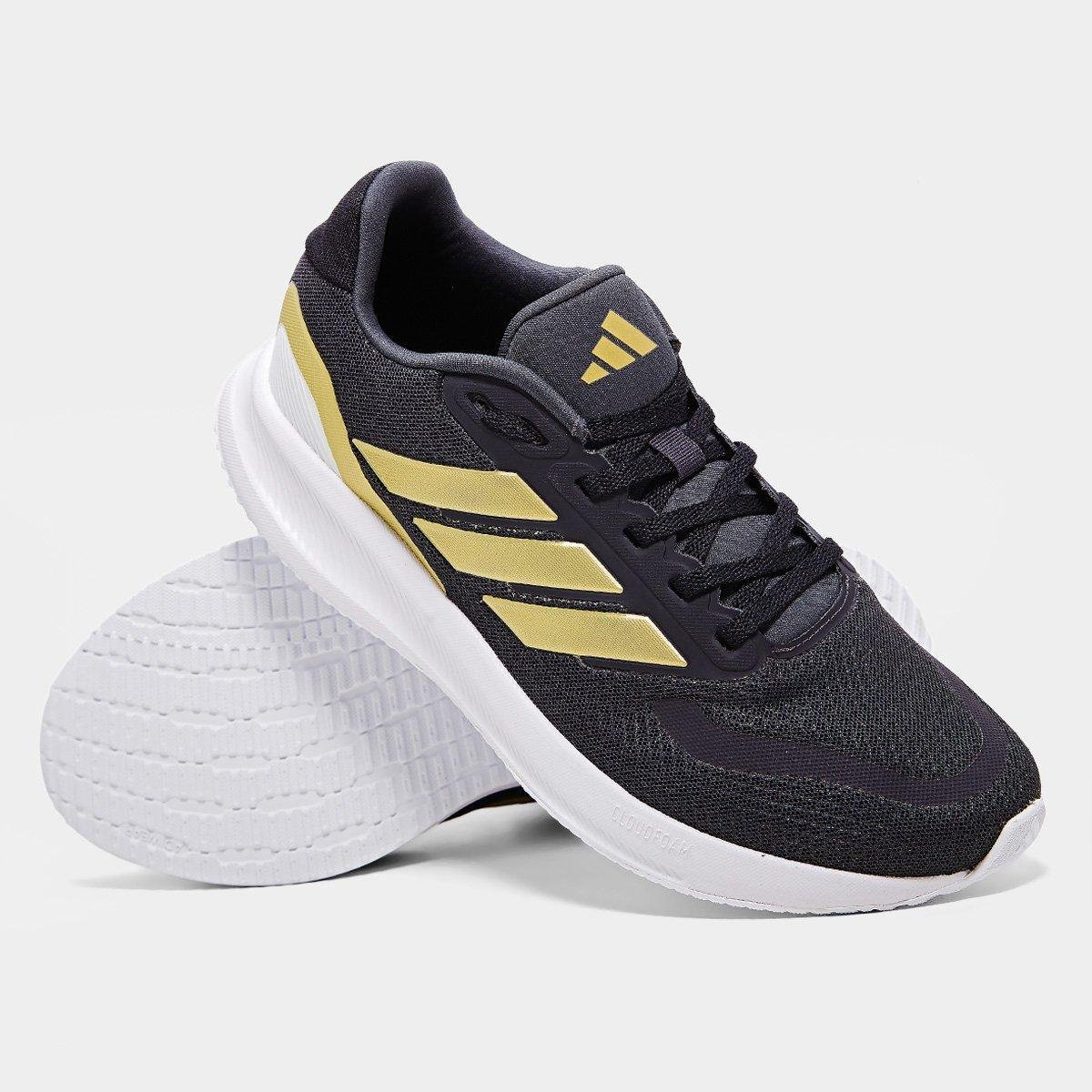 Miniatura Tênis Adidas Runfalcon 5 Masculino Preto+Dourado - 39