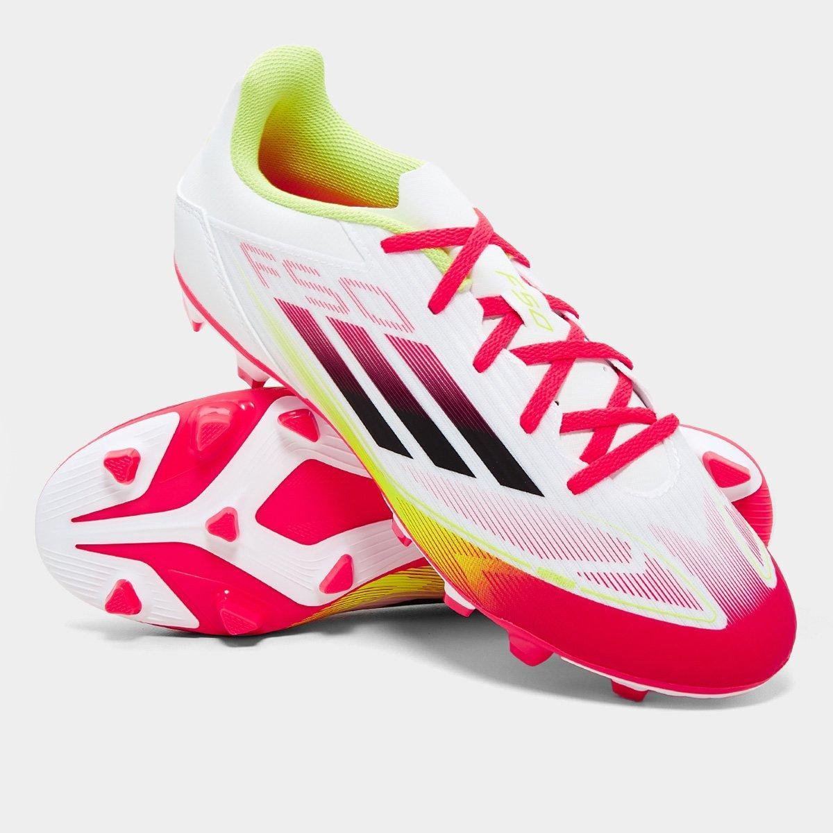 Miniatura Chuteira Campo Adidas F50 Club Unissex Branco+Rosa - 37
