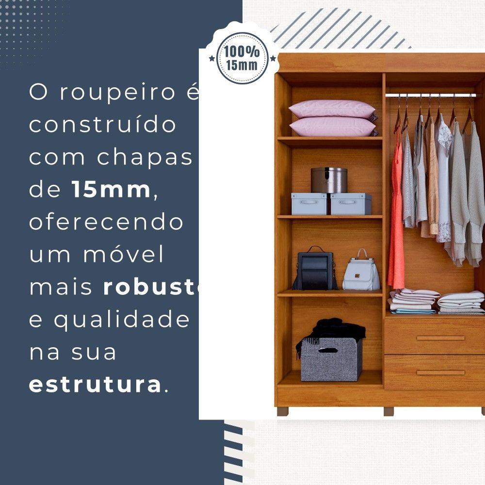 Guarda Roupa Copacabana New 4 Portas 2 Gavetas Benetil Móveis Cinamomo