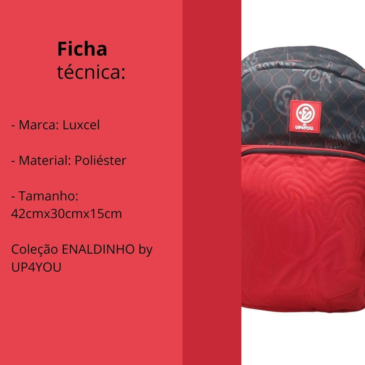 Mochila De Costa Vermelha Enaldinho Juvenil Escolar Luxcel