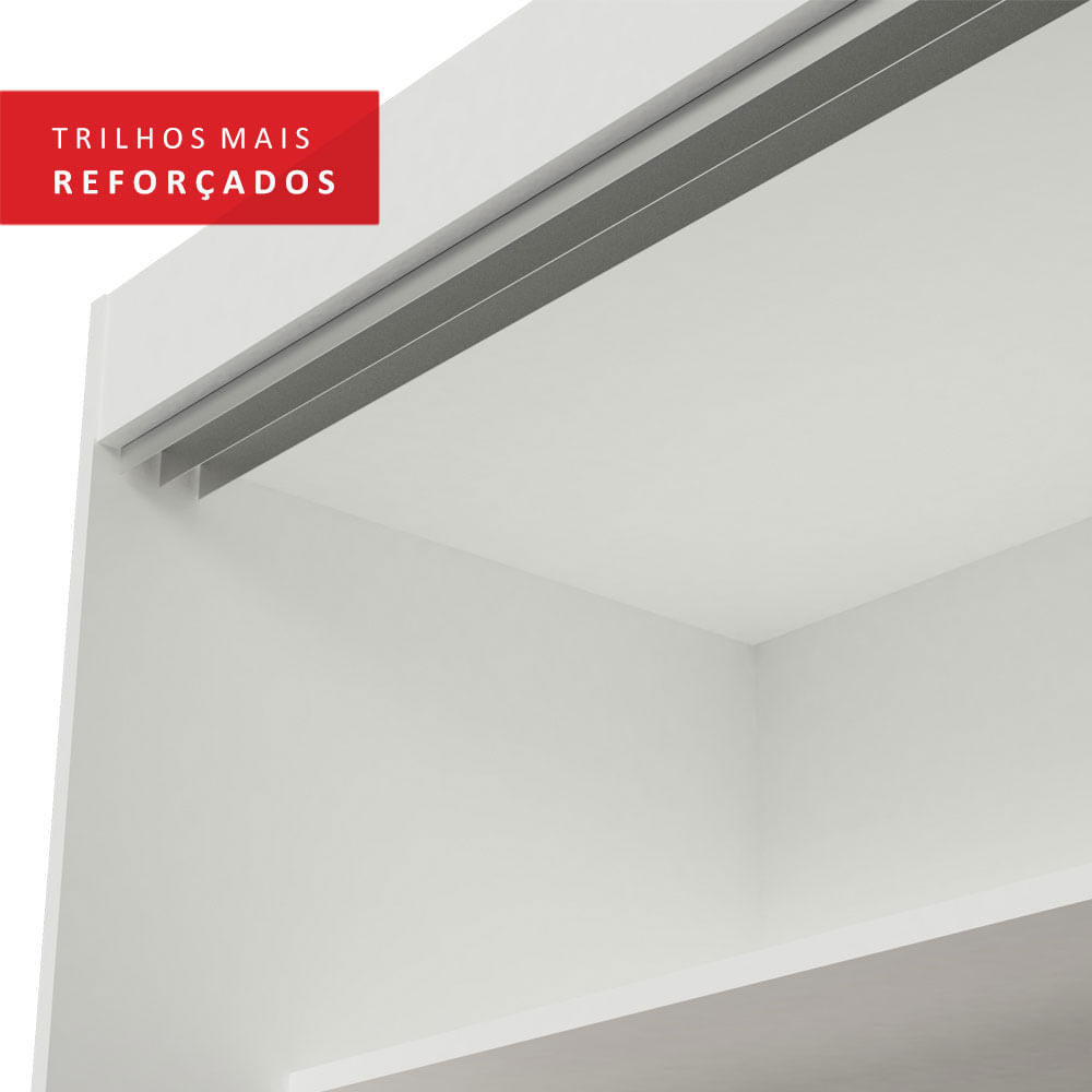 Miniatura Guarda-Roupa Casal Madesa Kansas 3 Portas de Correr de Espelho 3 Gavetas Branco/Preto Cor:Branco/Preto