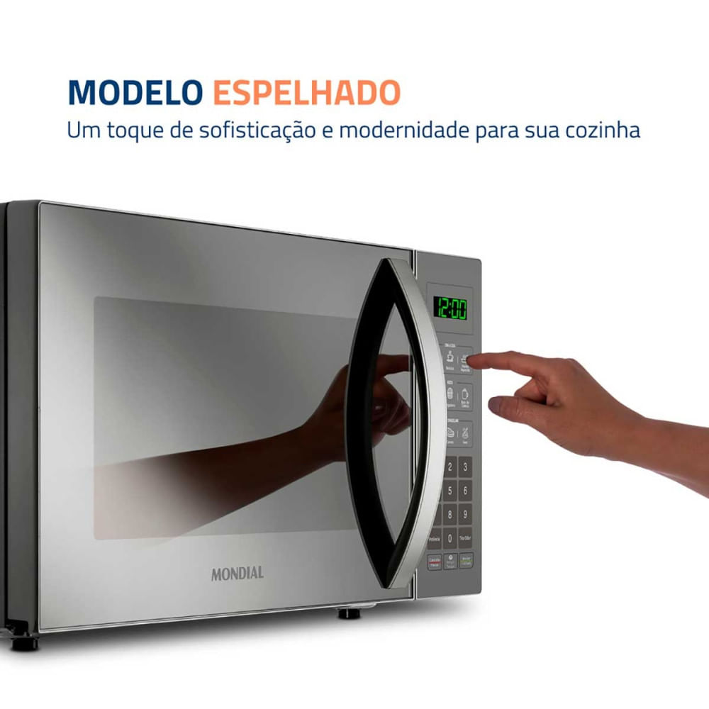 Miniatura Micro-Ondas Mondial 1200W MO-01-21-E Cinza Espelhado - 110V