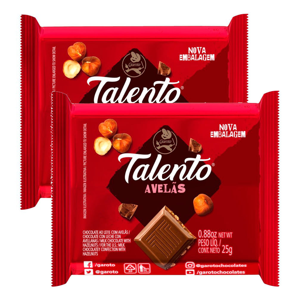 Miniatura Kit 2X Chocolate Garoto Talento Avelãs 25g Kit 2 Chocolate Garoto Talento Avelãs 25g