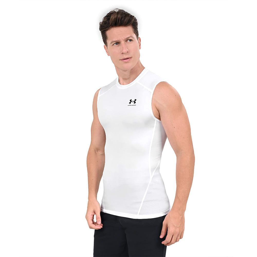 Miniatura Regata de Compressão Masculina Under Armour HeatGear 2GG Branco