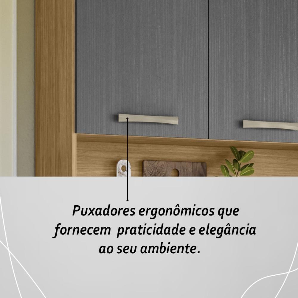 Armário De Cozinha Compacta Mdf 6 Portas 1 Gaveta Gênova Plus Freijó-gris