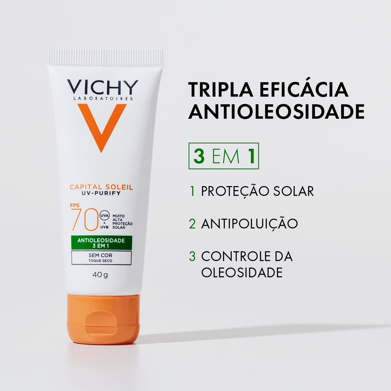 Vichy Purify Cor Média FPS 70 - Protetor Solar Facial 40g