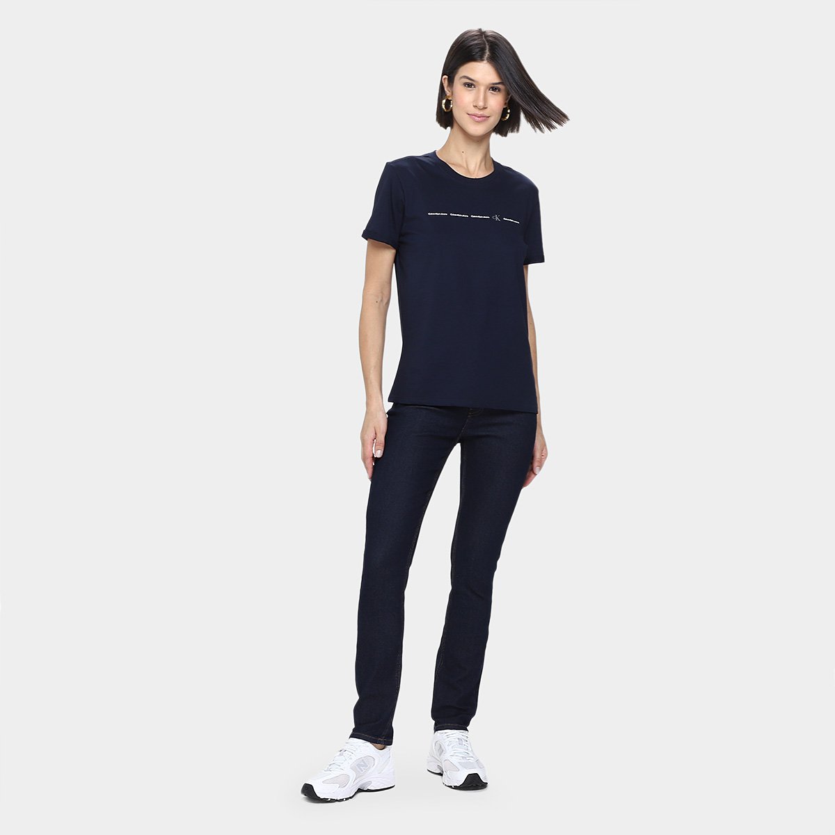Miniatura Calça Jeans Calvin Klein Slim Feminina Marinho - 38