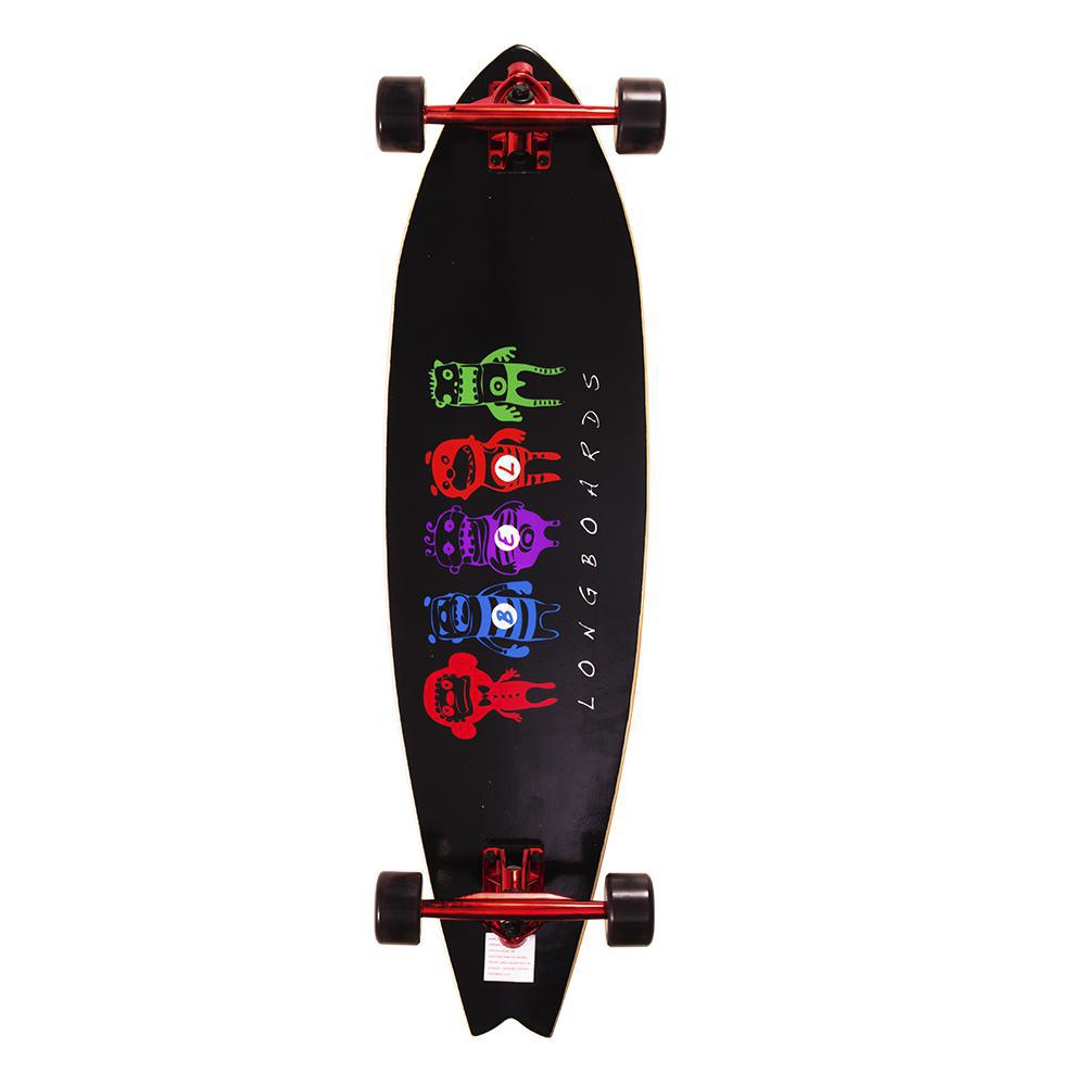 Miniatura Skate Longboard 90Cm - Long Comic Monster Preto