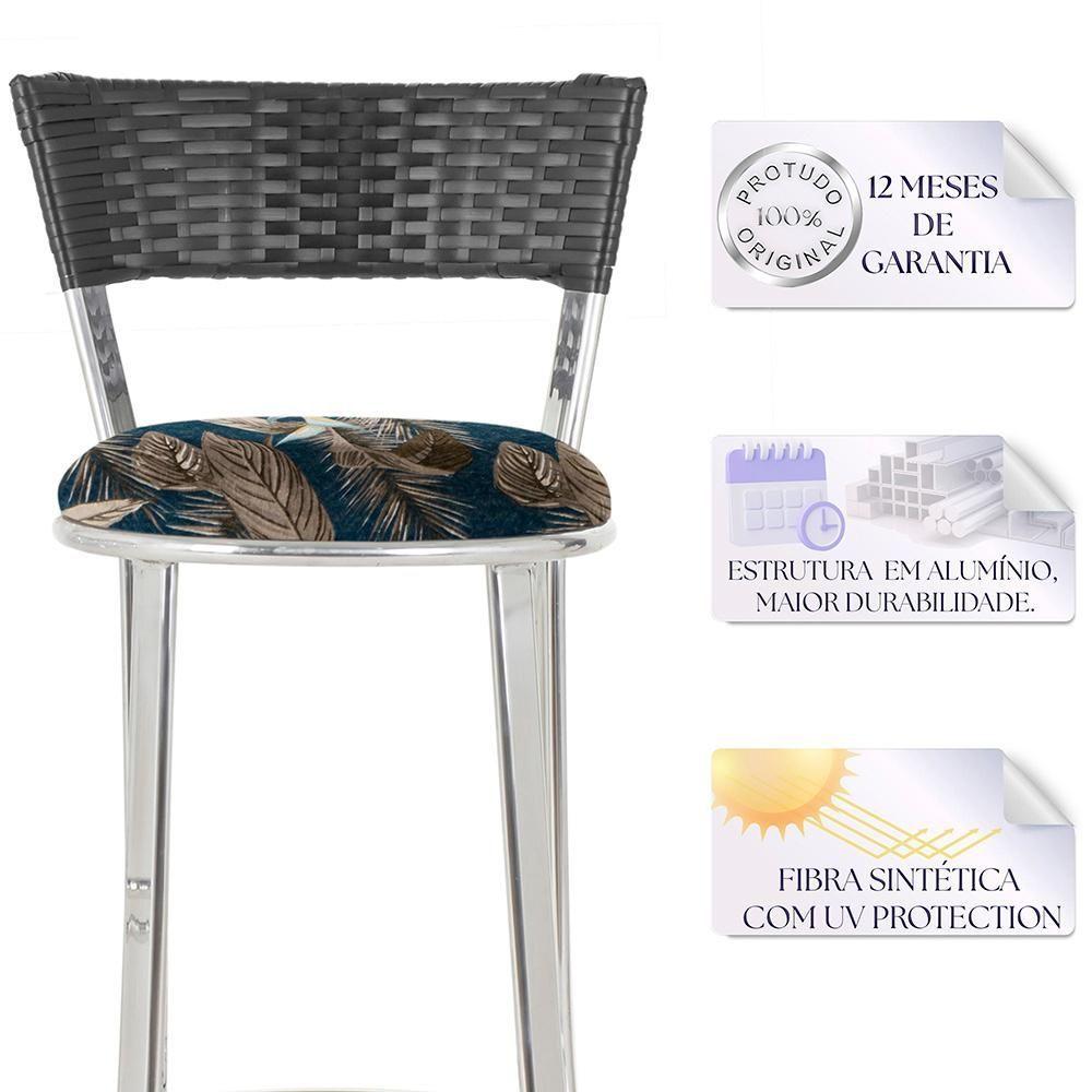 Miniatura Conjunto Com 2 Banquetas Em Alumínio, Fibra Sintética E Impermeável Tc Preta A14