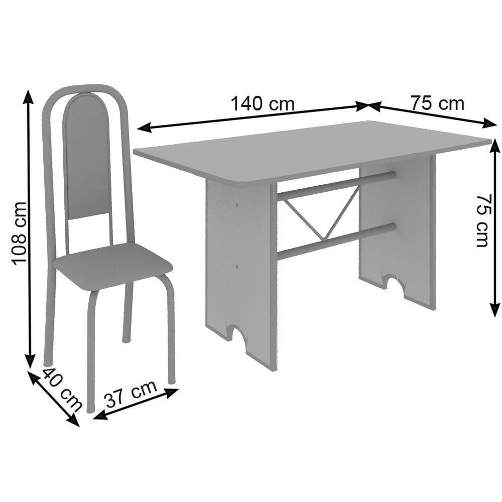Miniatura Conjunto De Mesa Tubular 6 Cadeiras 140x75cm Mart Perola Com Tampo De Ardósia Lavínea Arabesco