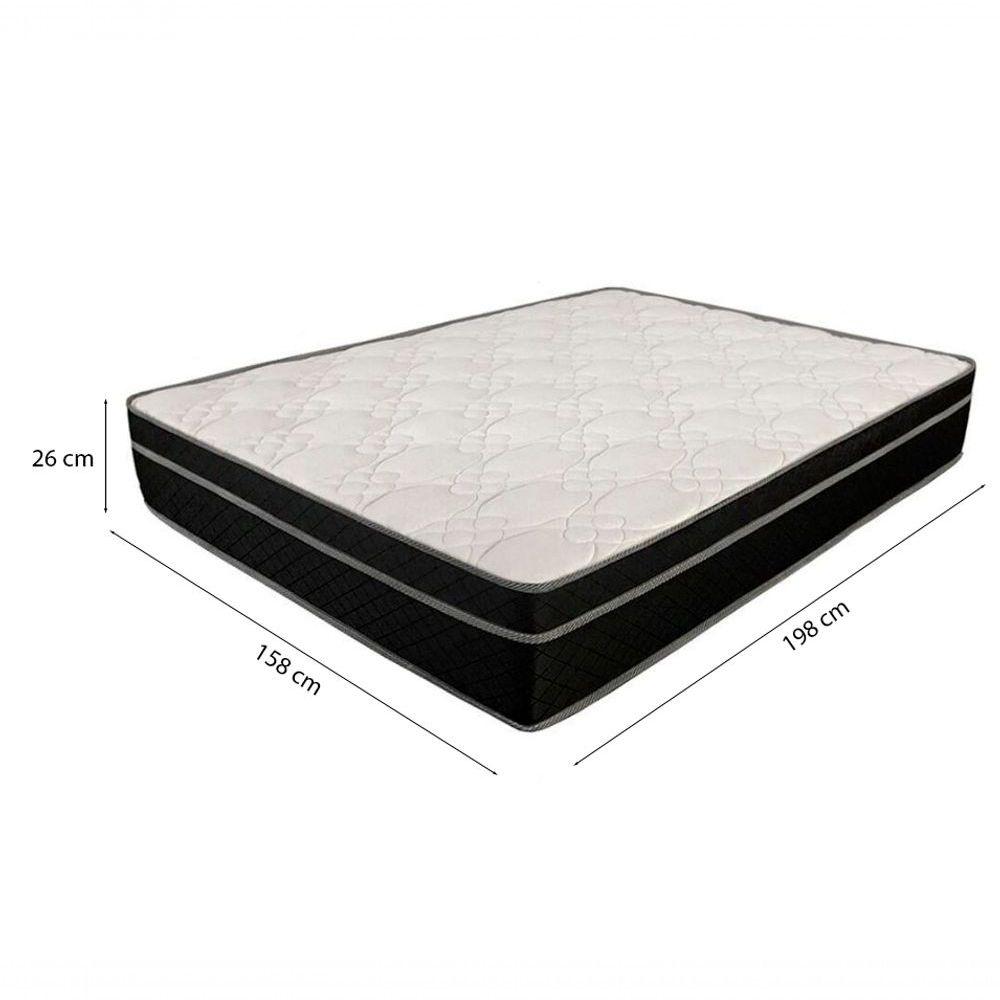 Miniatura Cama Box Baú Queen 158 Bipartido Tecido Branco Com Colchão Paris Molas Preto 67x158x198