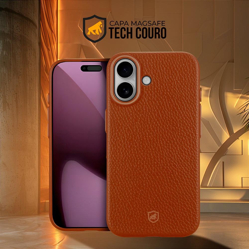 Capa case capinha para iPhone 17 Pro Max - Magsafe Tech Couro - Marrom - Gshield
