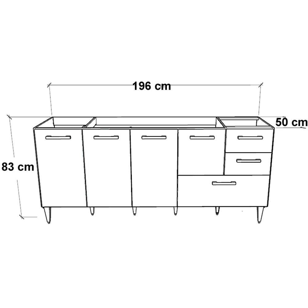 Miniatura Gabinete Balcão Para Pia 2 Metro Com Gavetão Branco