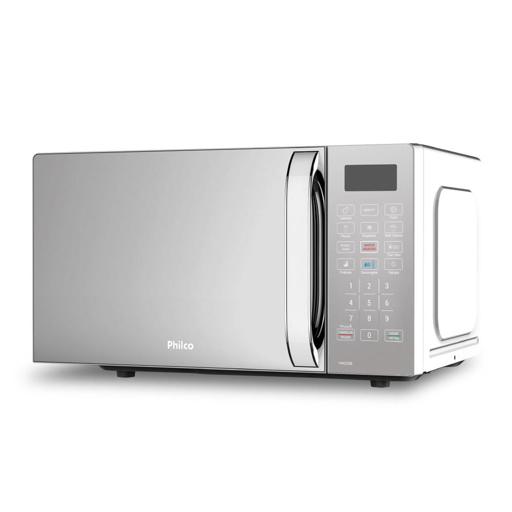 Micro-ondas 20 Litros Espelhado Philco Limpa Fácil PMO23EB Branca 127V