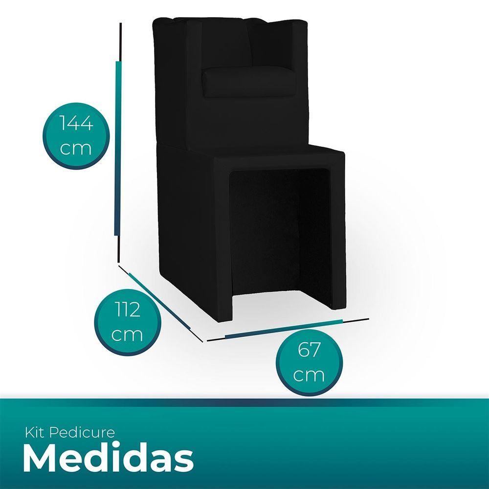 Miniatura Kit Pedicure Cadeira Poltrona Escada Completo Corano Preto