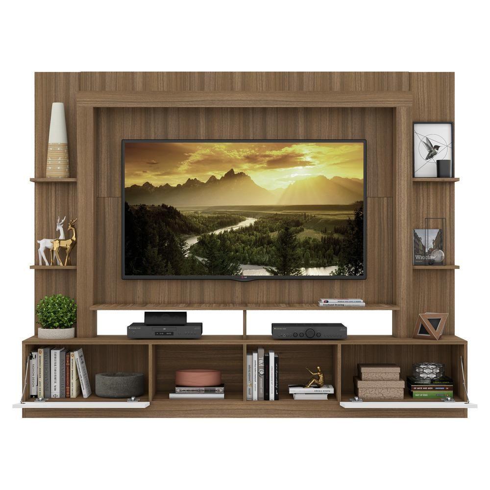 Miniatura Rack Com Painel Tv 65" Madeirado/Branco