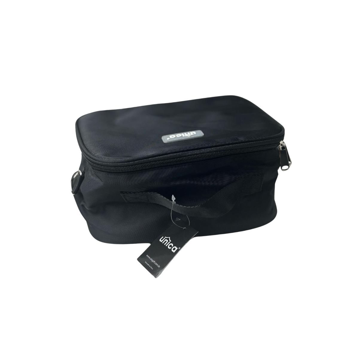 Miniatura Bolsa Lancheira Porta Marmita Térmica Alça Removível - Preto