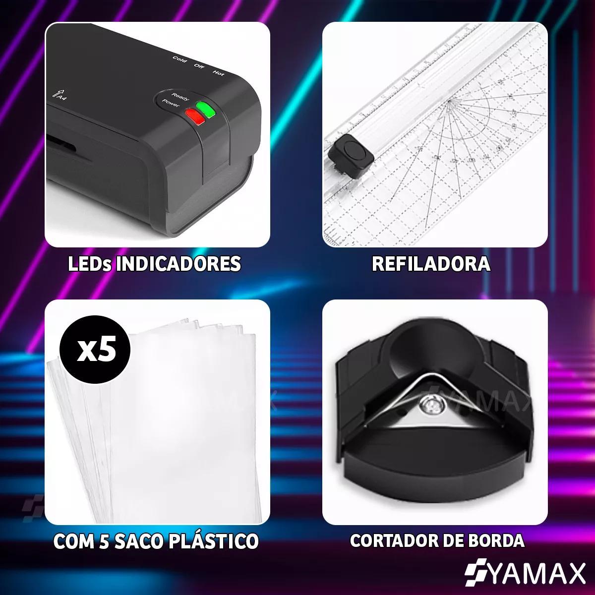 Miniatura Kit Plastificadora Yamax Lm400 Refiladora A4 220V