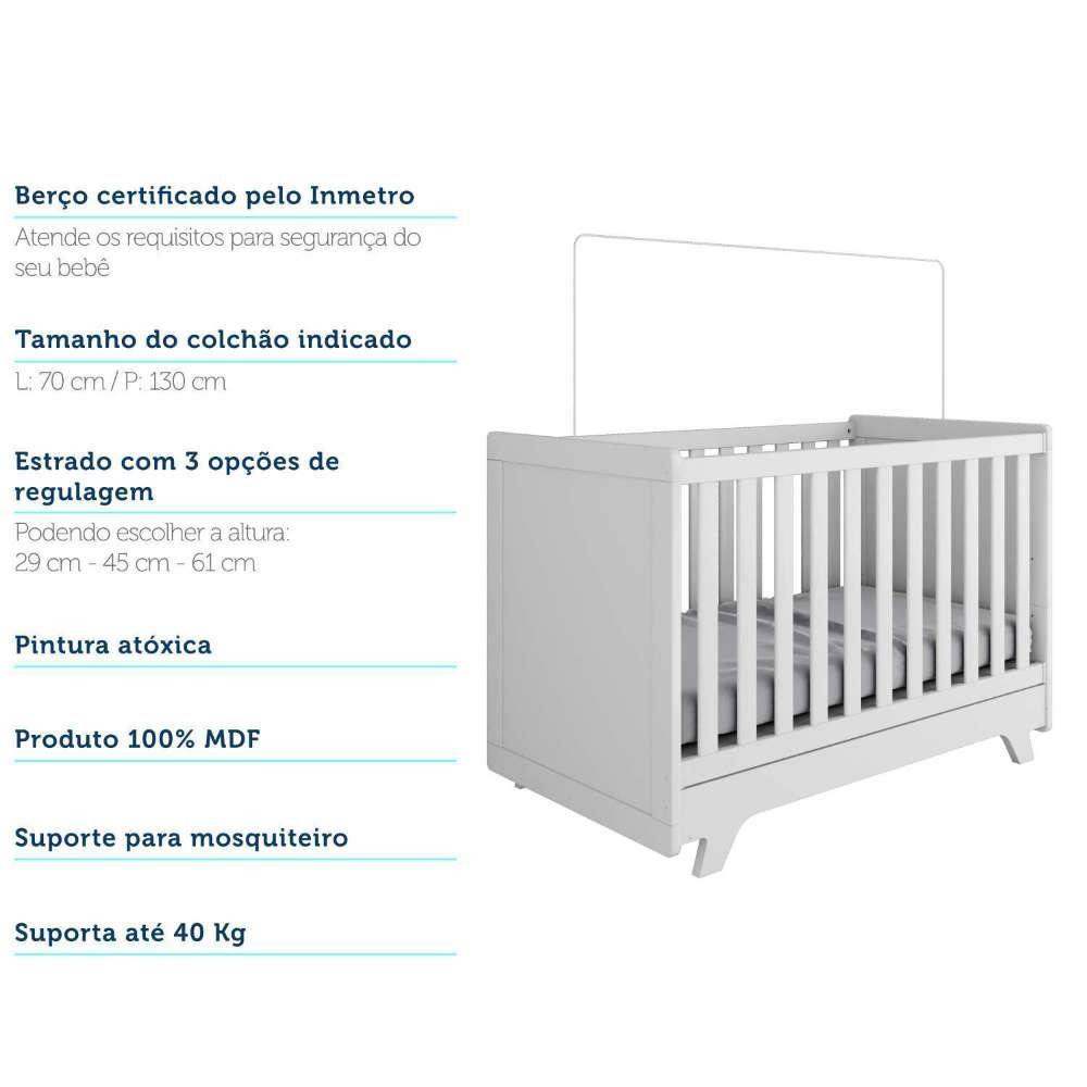Quarto De Bebê Com Guarda Roupa 4 Portas E 3 Gavetas E Berço Retrô Moveis Peroba Branco Brilho