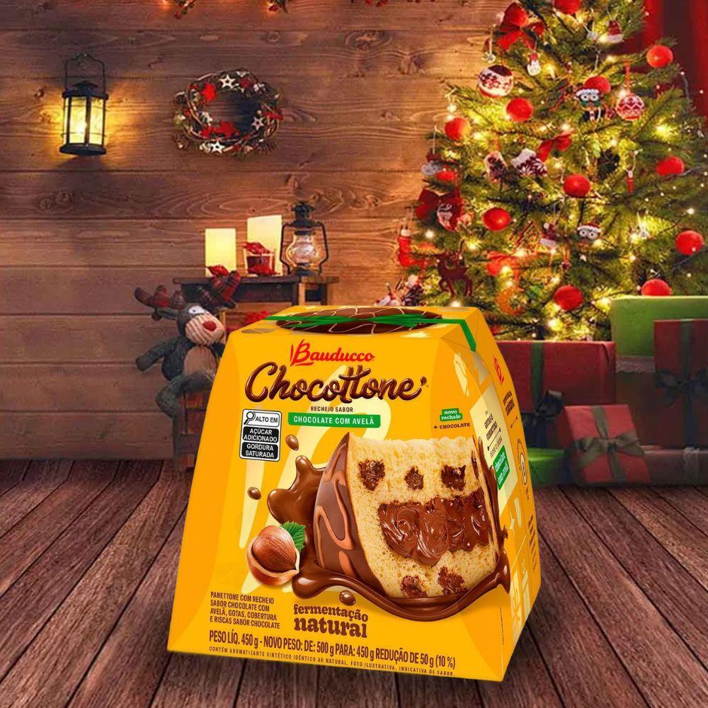 Miniatura Chocotone Bauducco Chocolate/Avelã 450g - Natal Delicioso