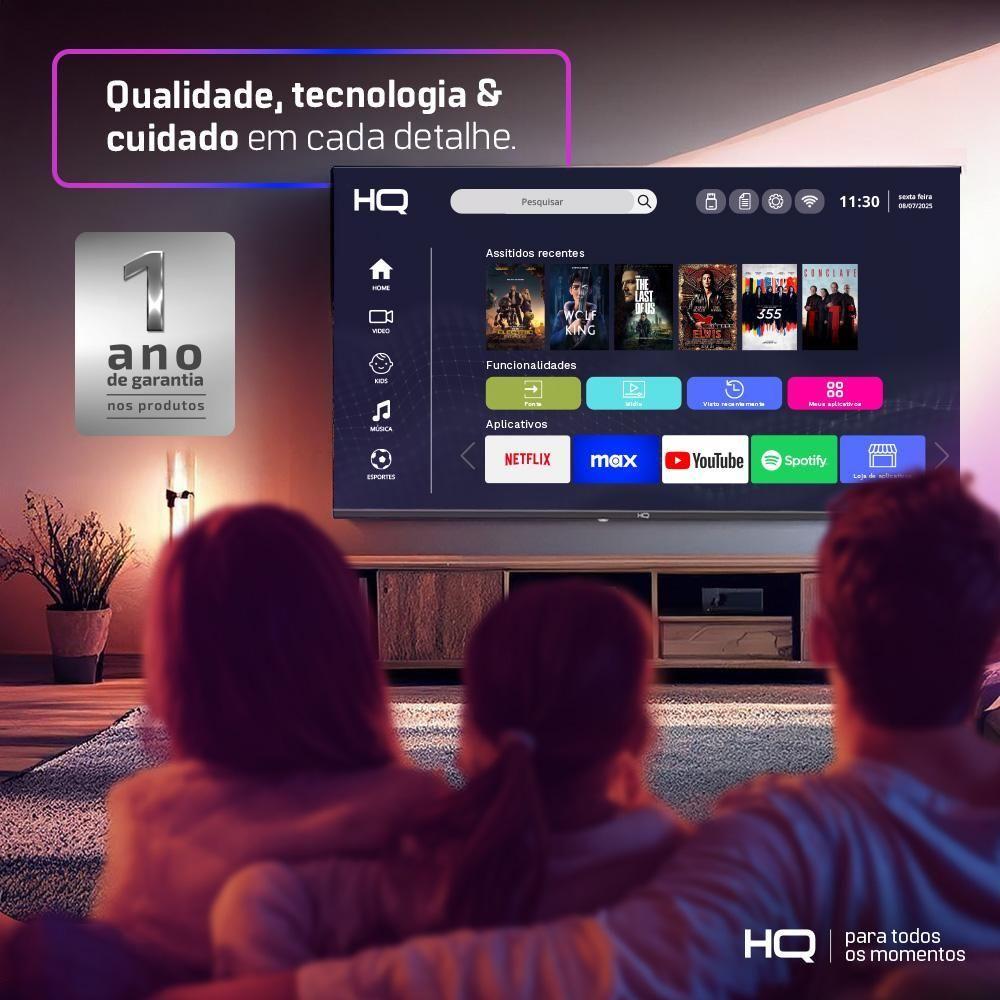 Smart Tv HQ 32 HD Tela Sem Bordas Sistema Android Design Slim HQS32NKHM Bivolt