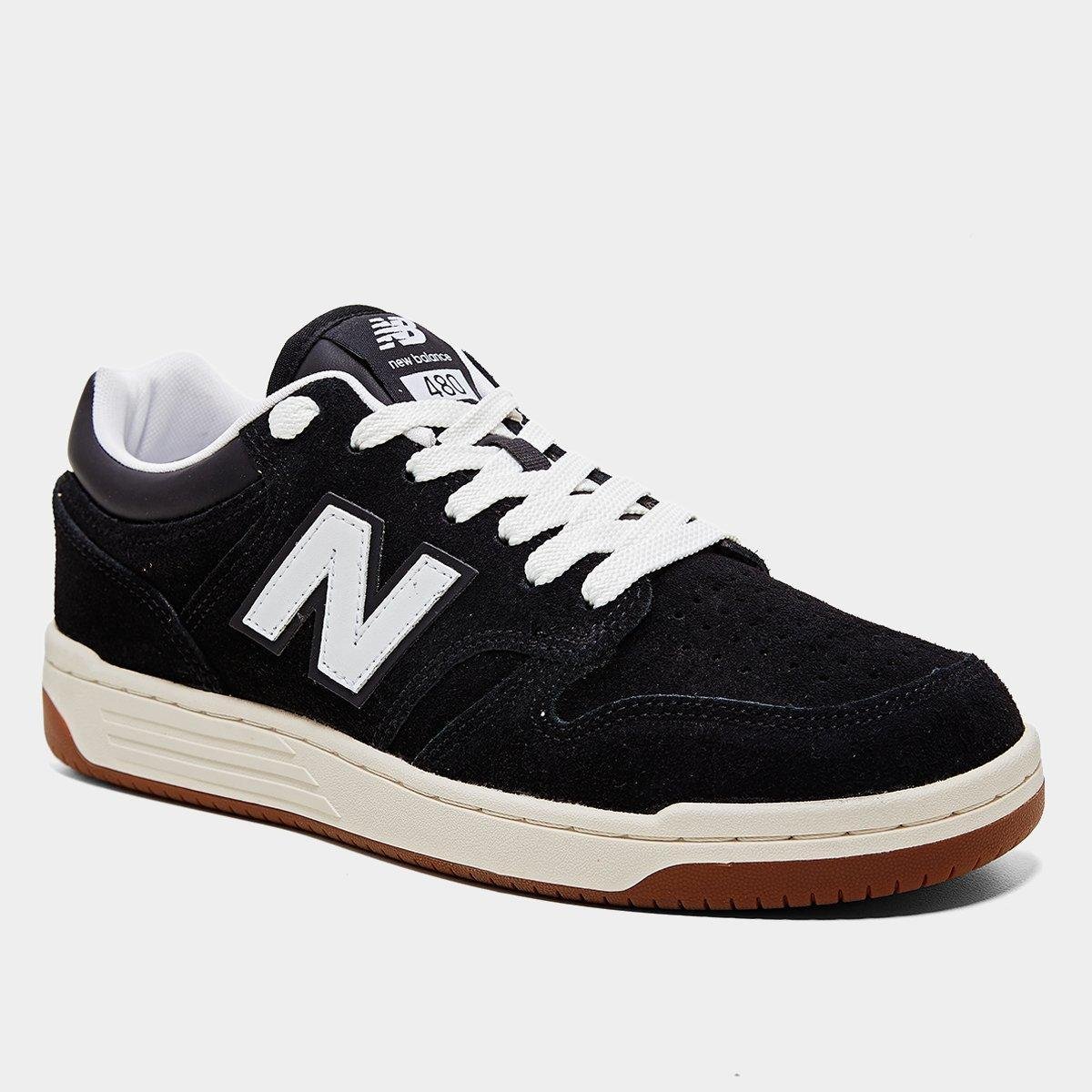 Miniatura Tênis New Balance 480 Low Masculino Preto+Bege - 38