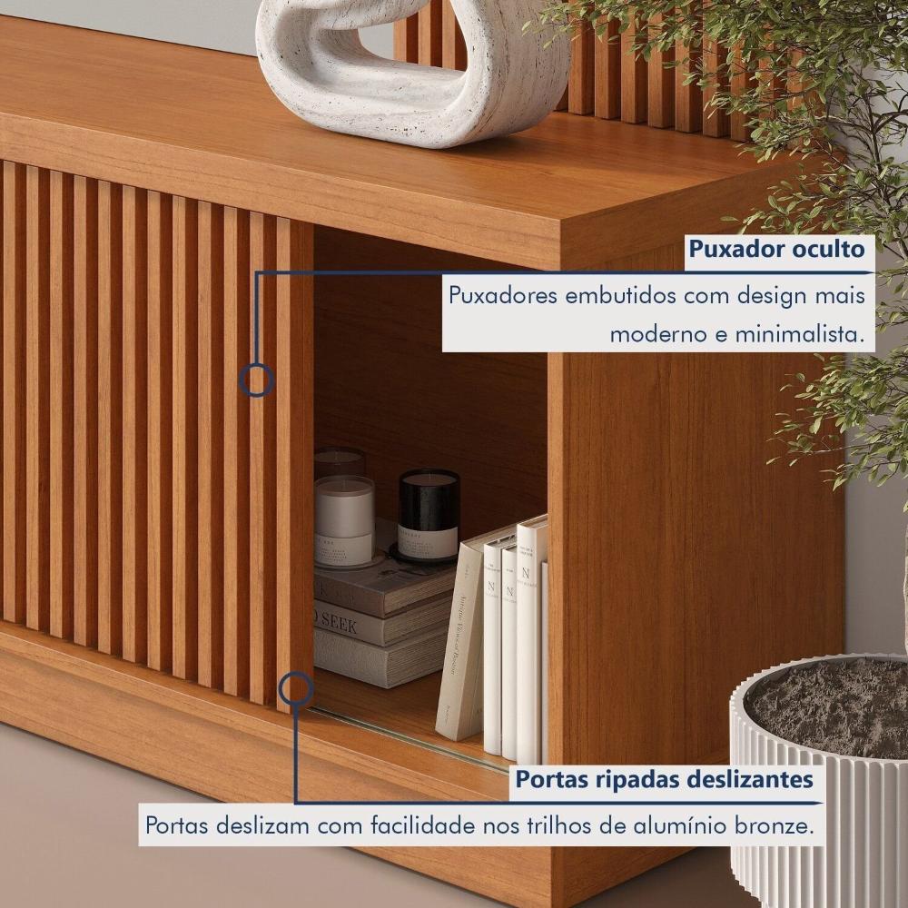 Estante Home para Tv de Ate 75 Polegadas 2 Portas 100% Mdf 220 Cm Valencia New Naturalle/Off White