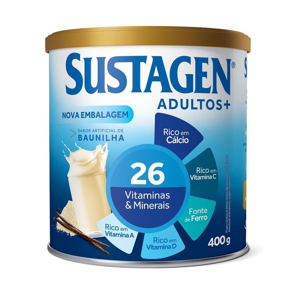 Miniatura Complemento Alimentar Sustagen Adultos+ Sabor Baunilha Lata 400g