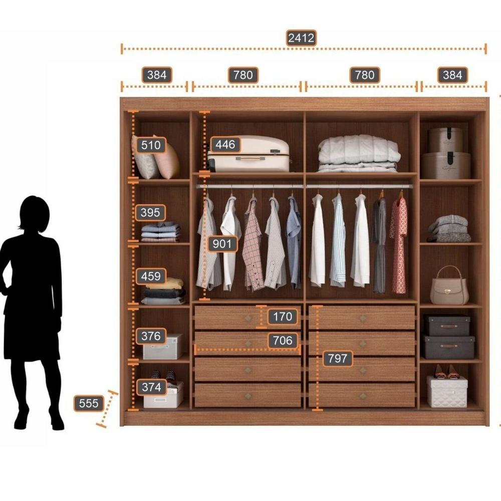 Miniatura Móveis para Quarto Guarda-roupa Casal Mdf Blumenau Cumaru/Fendi