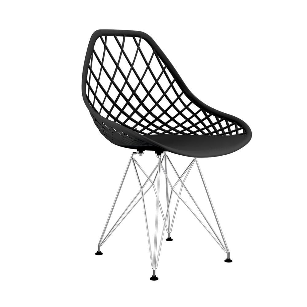 Miniatura Cadeira Kaila Pp Preto Eiffel Cromada