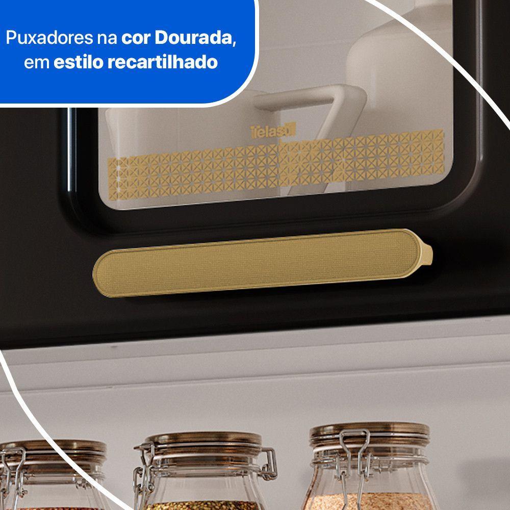 Armário Aéreo De Cozinha ágata 3 Portas Com Vidro 817007 Telasul Preto