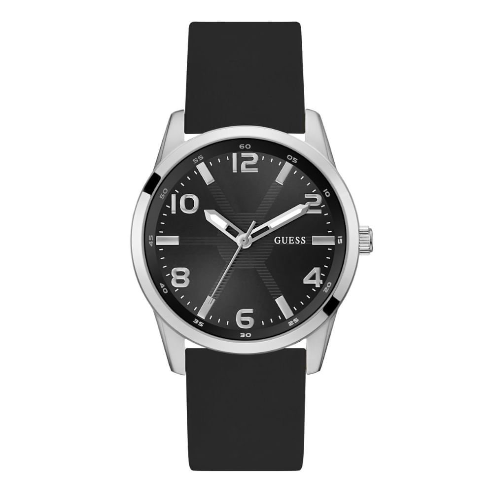 Relógio Guess Masculino Detalhe Pneu Silicone Prata