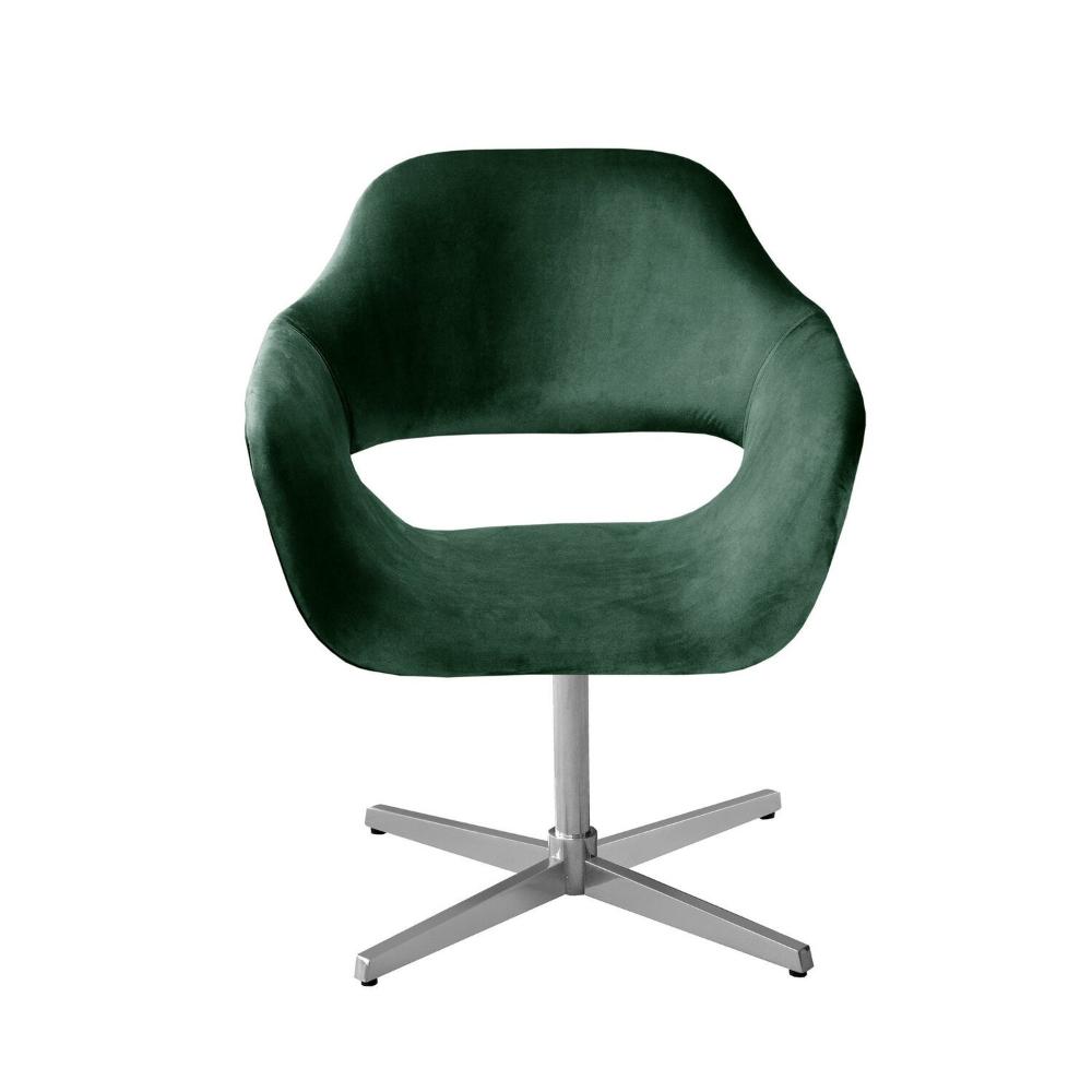 Miniatura Poltrona Decorativa Zara Pé Giratório de Metal Sala Recepção Verde