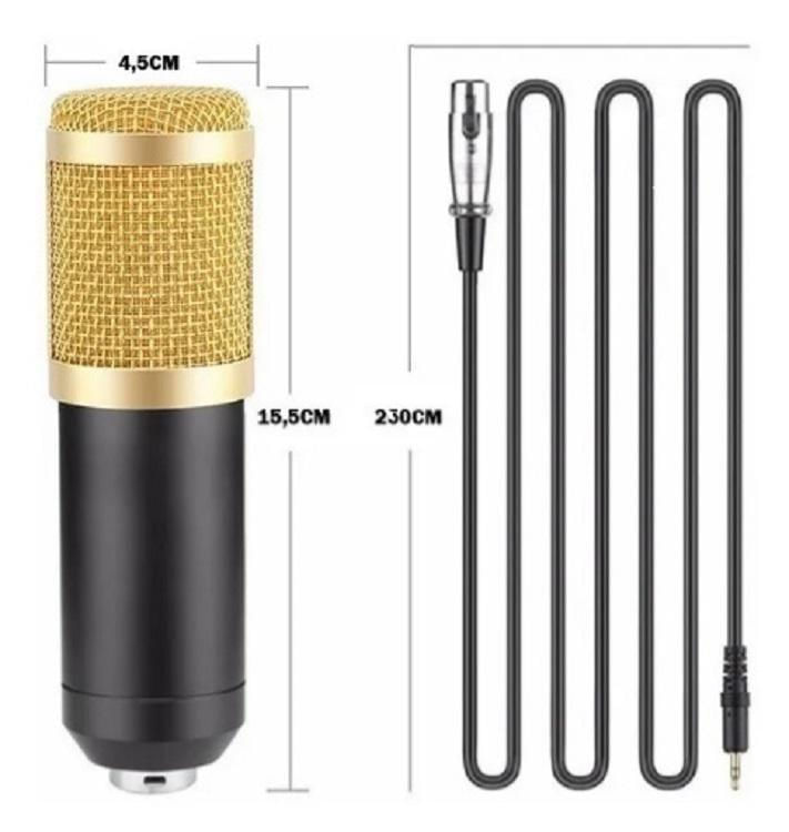 Miniatura Kit Estúdio Profissional Com Microfone Condensador E Shock M