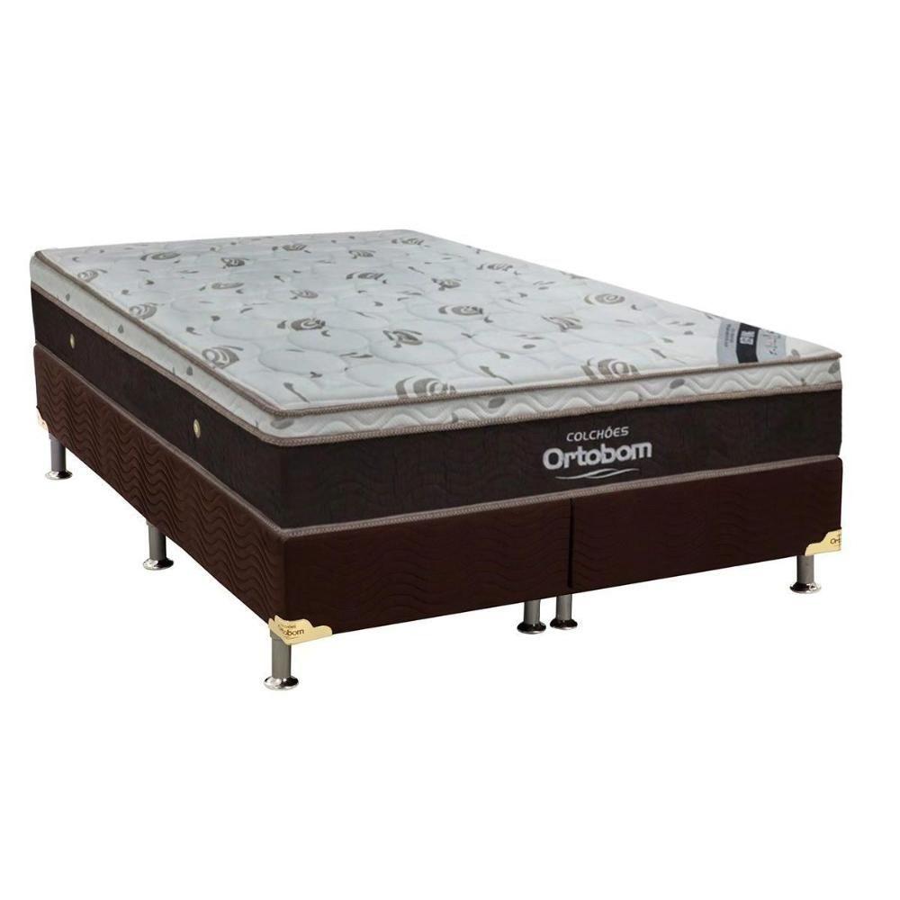 Miniatura Cama Box King: Colchão Molas Superpocket Ensacadas Ortobom Sleep King Látex + Base Marrom(193X203)
