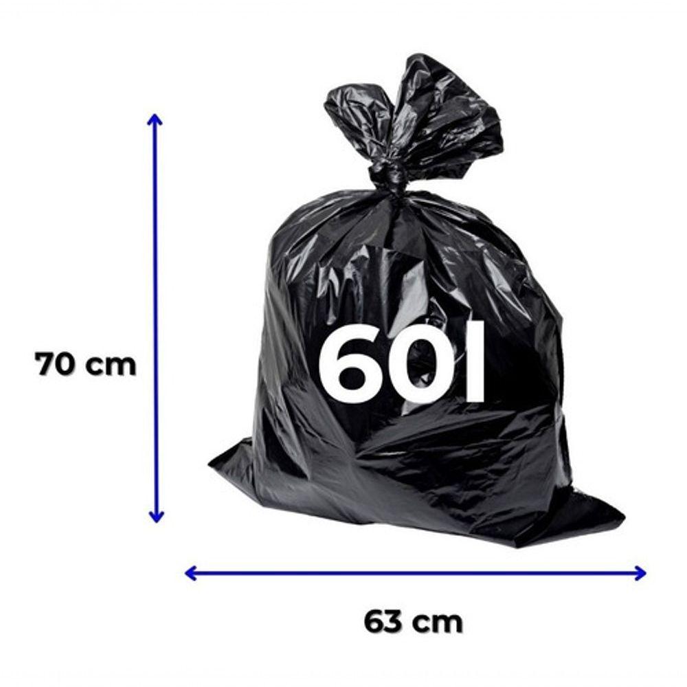 Miniatura Saco De Lixo Preto 60L Reforçado Resistente 100Un Preto