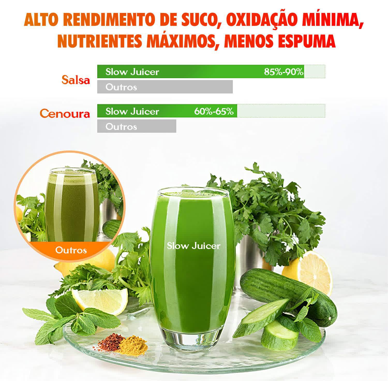 Slow Juicer Moedor Espremedor Extrator De Prensa A Frio 220V
