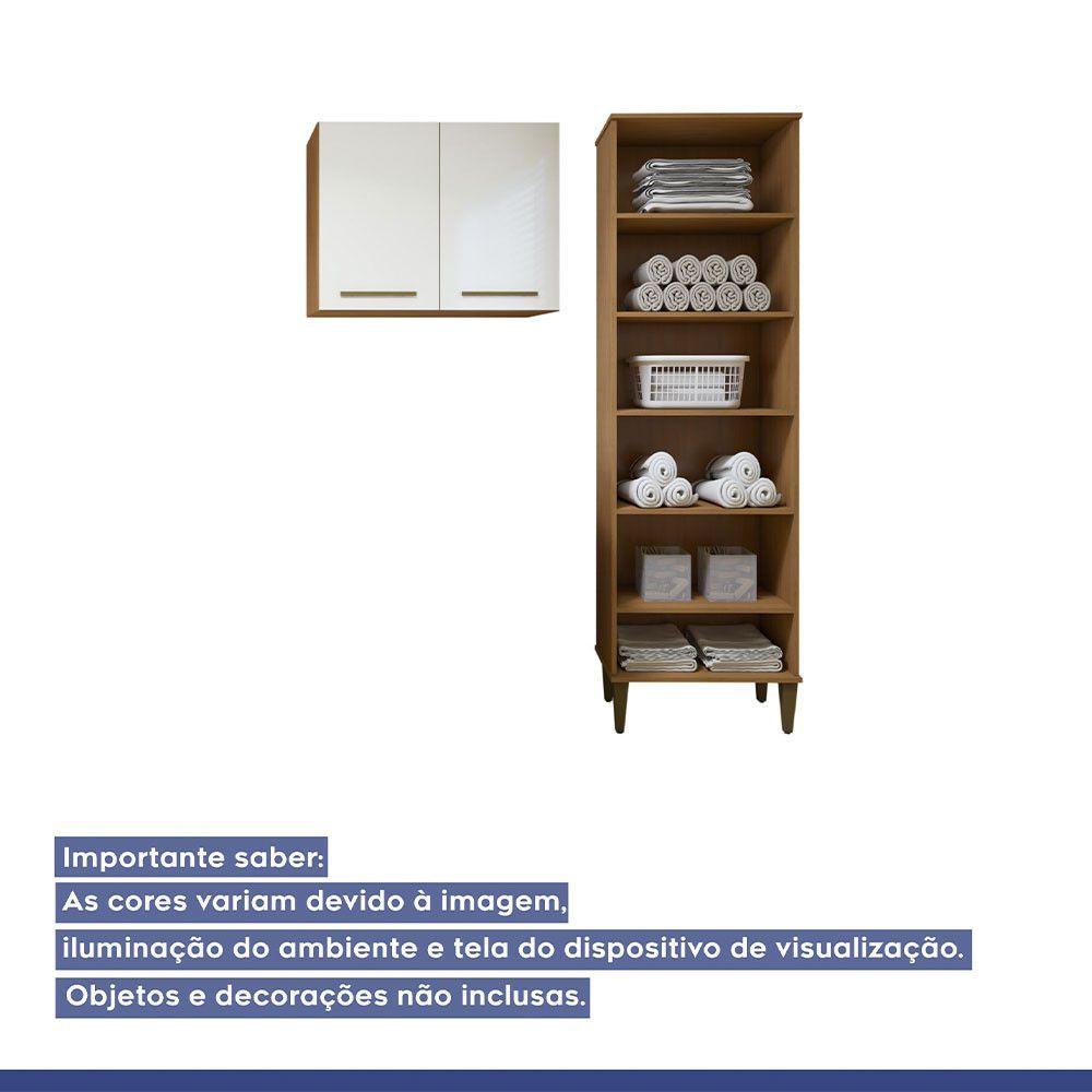 Miniatura Lavanderia Belém 1 Armário Multiuso E 1 Aéreo Kaiki Móveis Nature Com Off White