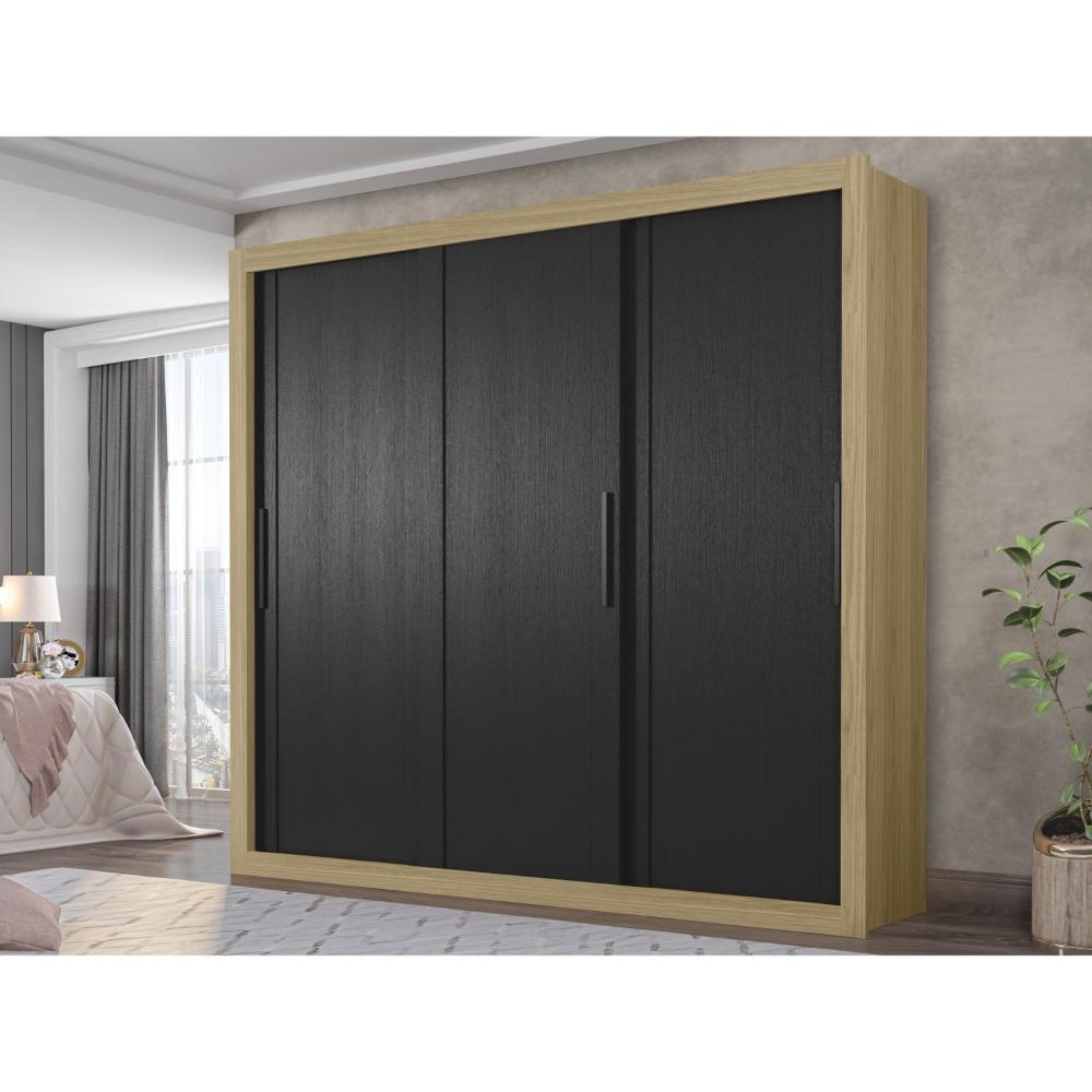 Miniatura Guarda Roupa Indico 3 Portas 6 Gavetas Freijo / Preto