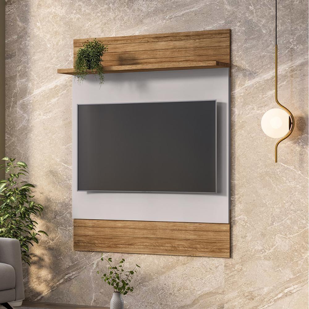 Miniatura Painel Suspenso Guaratuba Sala Tv Até 48 Polegadas Cinamomo/Off White