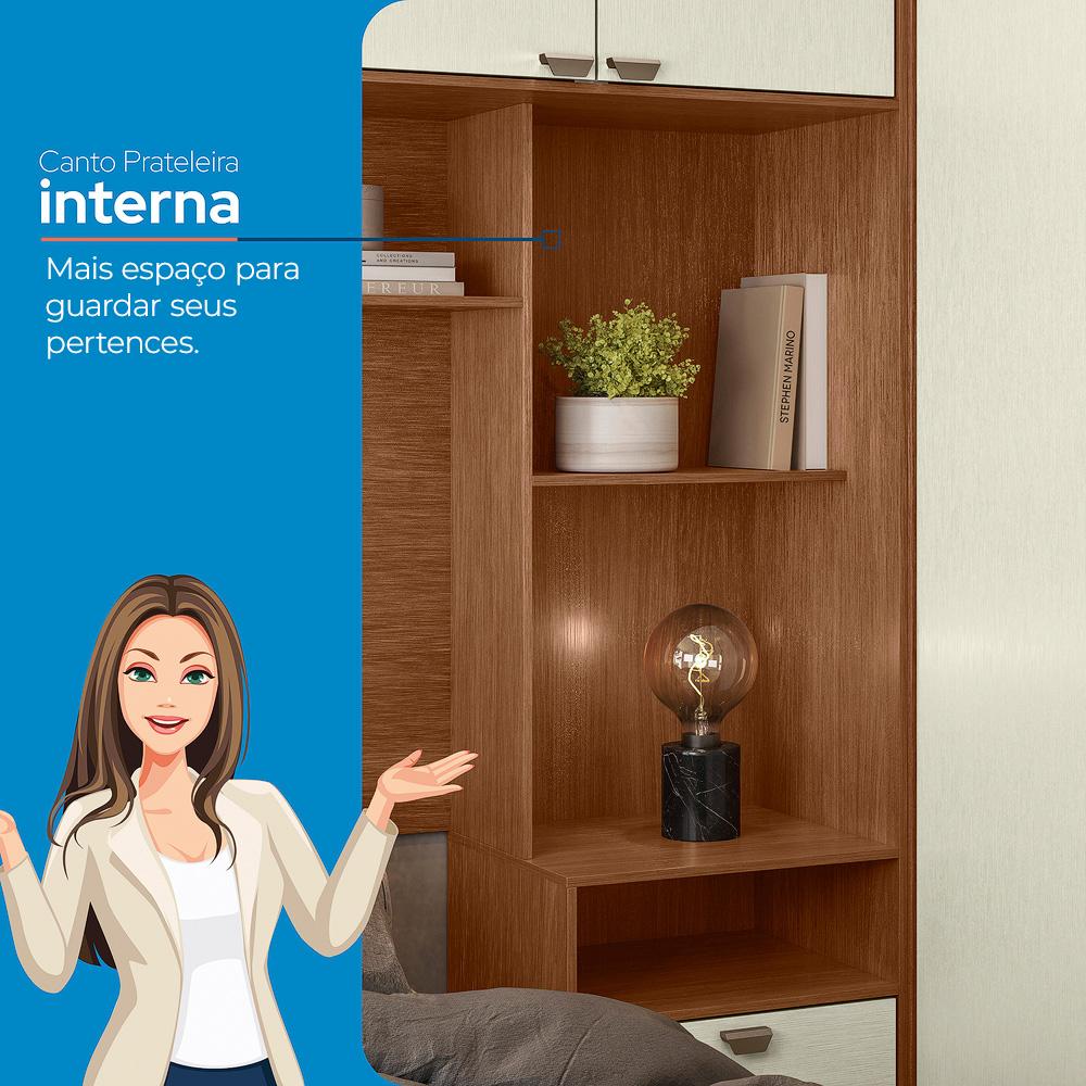 Guarda-roupa Modulado Casal MDP Lugano Jatobá/Areia