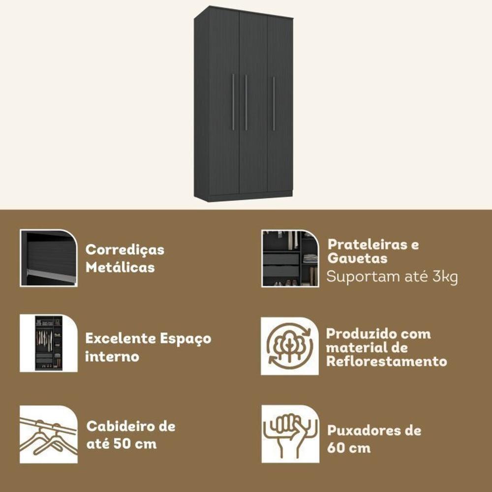 Quarto Juvenil Completo com Beliche e Sapateira Seul Espresso Móveis Grafite/Nogal