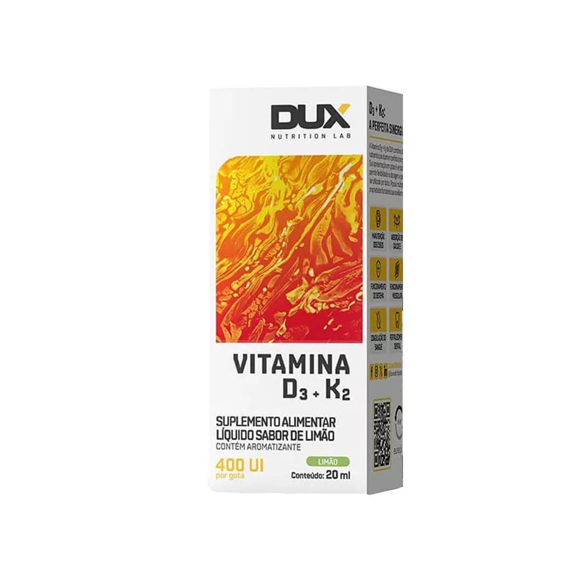 Miniatura Vitamina D3 + K2 Sabor Limão 20Ml Dux Nutrition