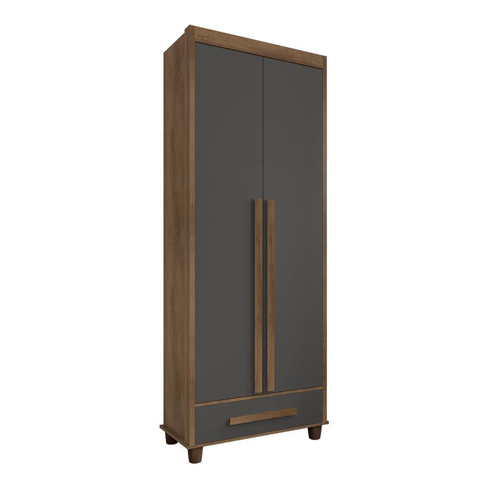 Guarda Roupa Com 2 Portas Trento Cinamomo Grafite
