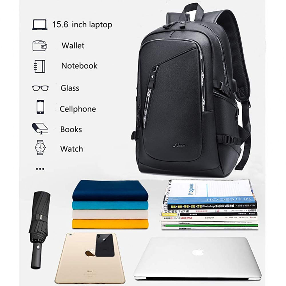 DYJ Mochila Unissex de Couro Sintético para Laptop 40 cm Marrom