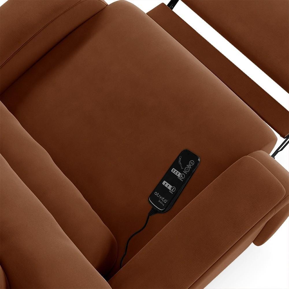Poltrona Do Papai Reclinável Kalie Power Elétrica Massagem Fh9 Veludo Terracota - Mpozenato