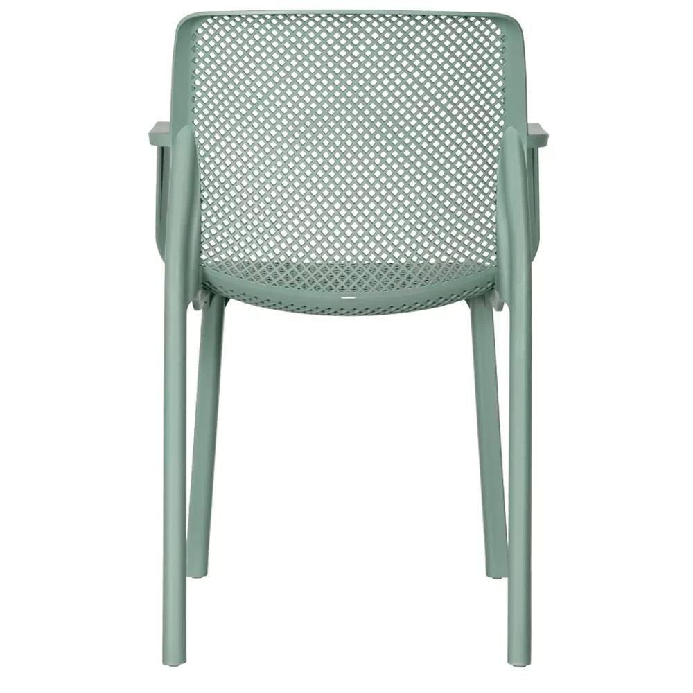 Kit 4 Cadeiras Com Braços Empilhavel Inmetro Sardenha Vega Fratini Polipropileno Verde Aloe